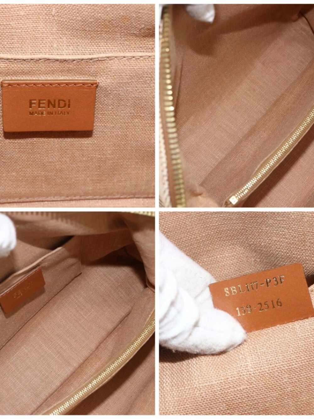 FENDI Chameleon Hand Bag Canvas Leather 2way Orange Gold Auth 172513 - Picture 15 of 16